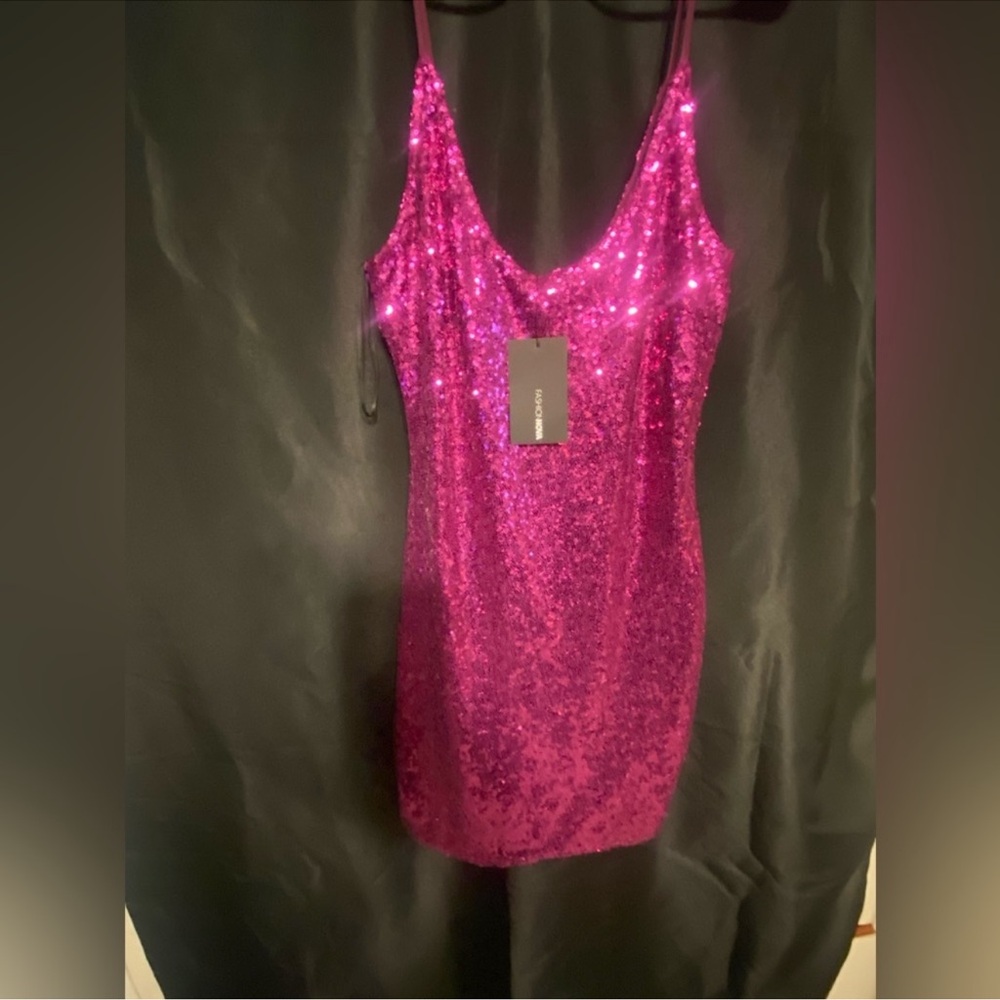 Fashion Nova Pink Sequin Mini Dress